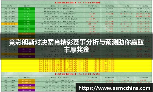 竞彩朗斯对决索肖精彩赛事分析与预测助你赢取丰厚奖金